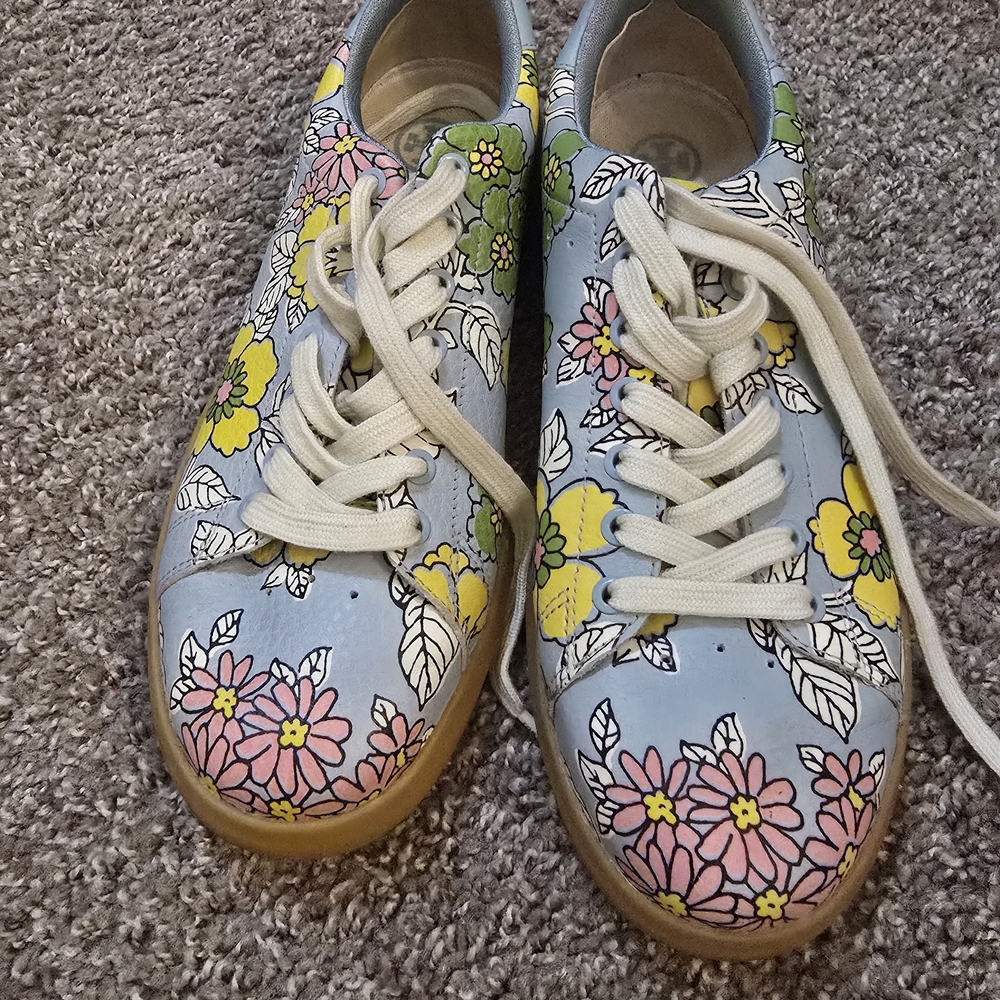Tory Burch Floral Sneakers - Blue, Pink, Yellow